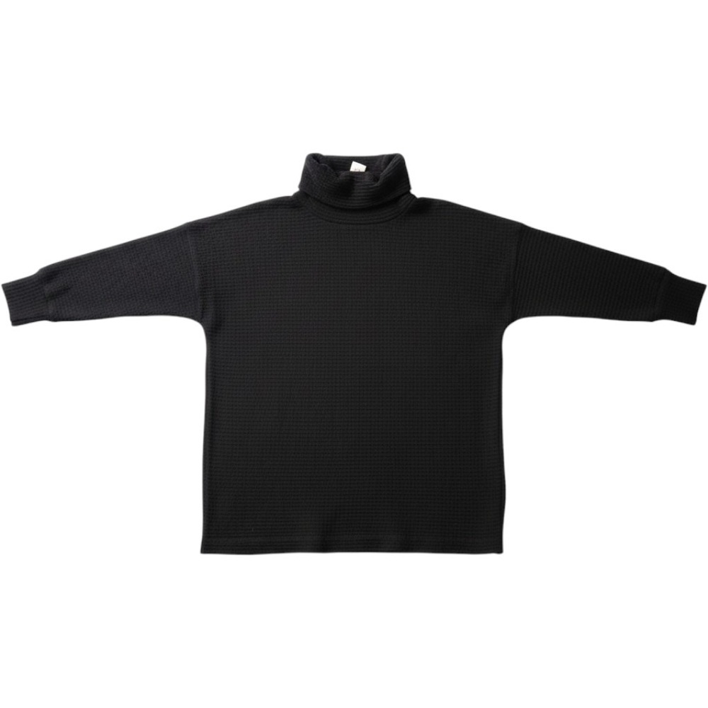 We The Free Free People Black Waffle Knit Oversized Turtleneck Top Size XS